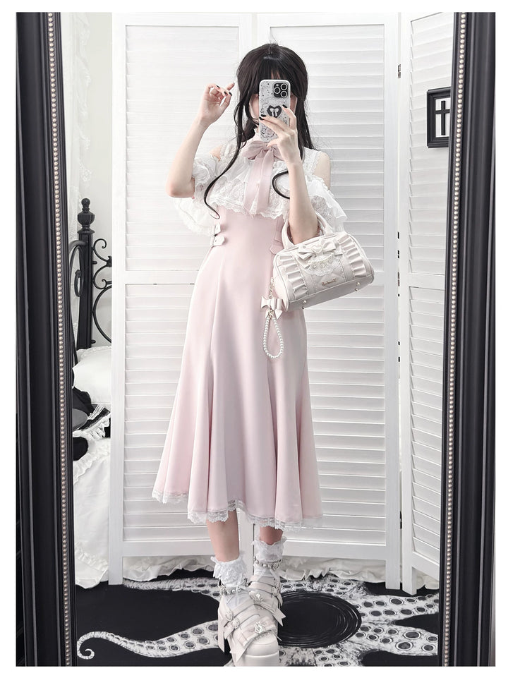 Seiso Kei Mermaid Flared Dress, Upper Lace Flounce Hem 45635:857878
