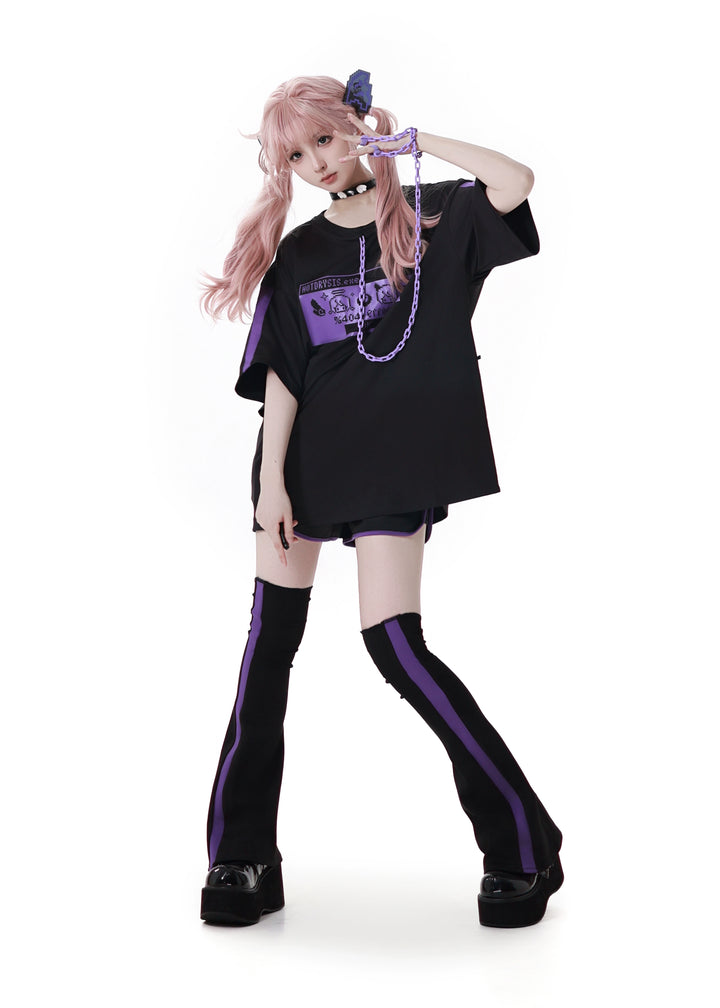 Jirai Kei T-shirt Outfit With Detachable Chain Accents 43194:771531