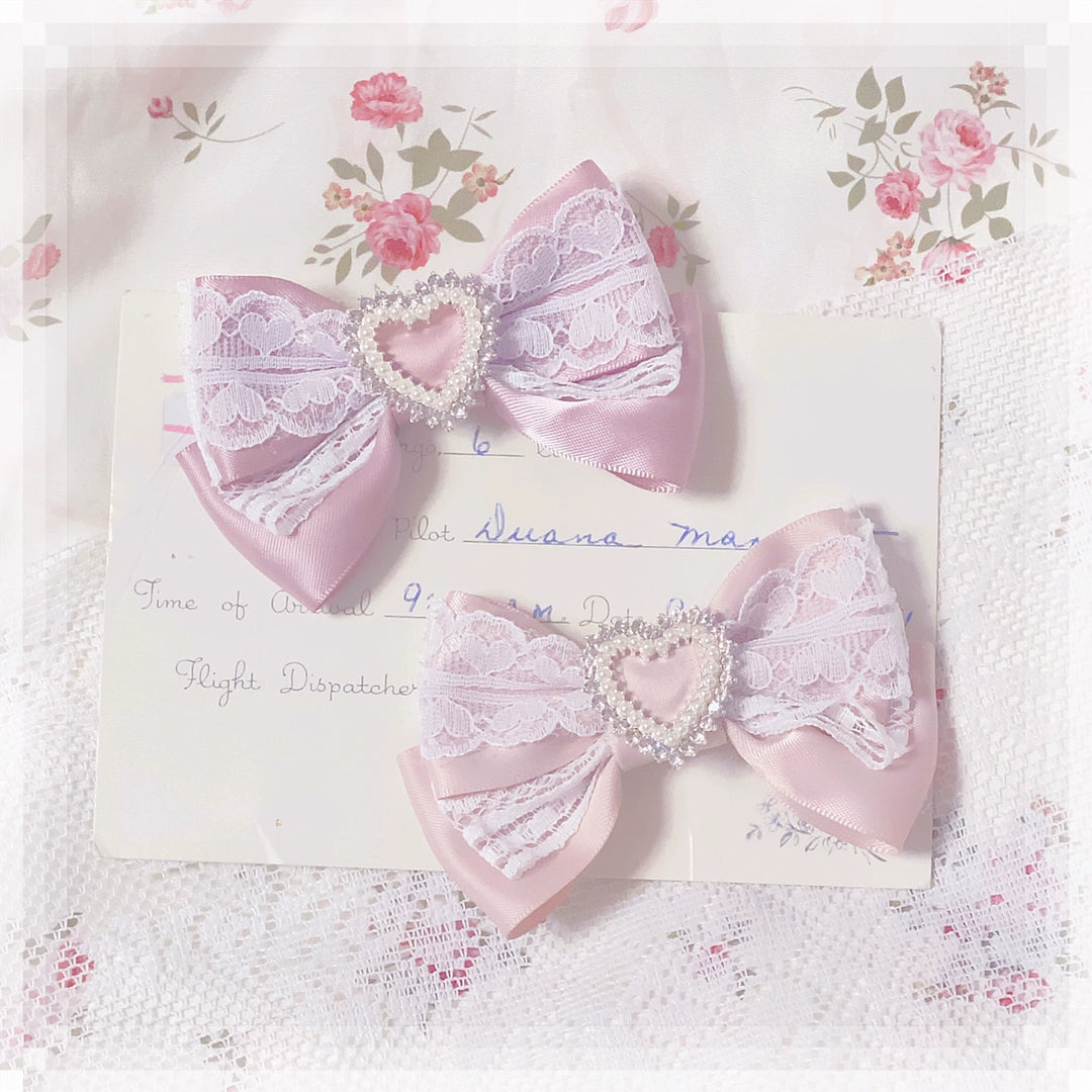 Jirai Kei Handmade Pink Pearl Love Butterfly Clip 29312:356214 29312:356214