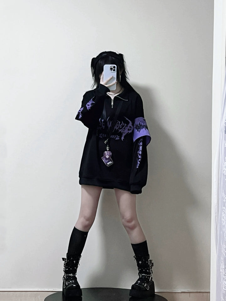 Gothic Printed Sweatshirt, Embroidery Armband 44220:804108