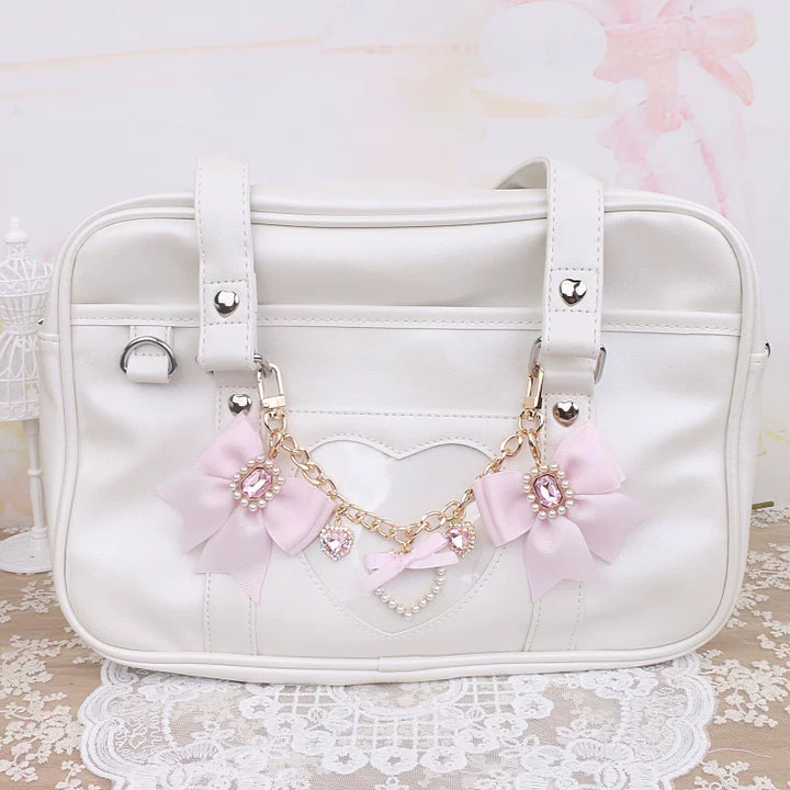 Ryousangata Bag Chain & Bow Charm, Heart-Shaped Rhinestone 45075:839472