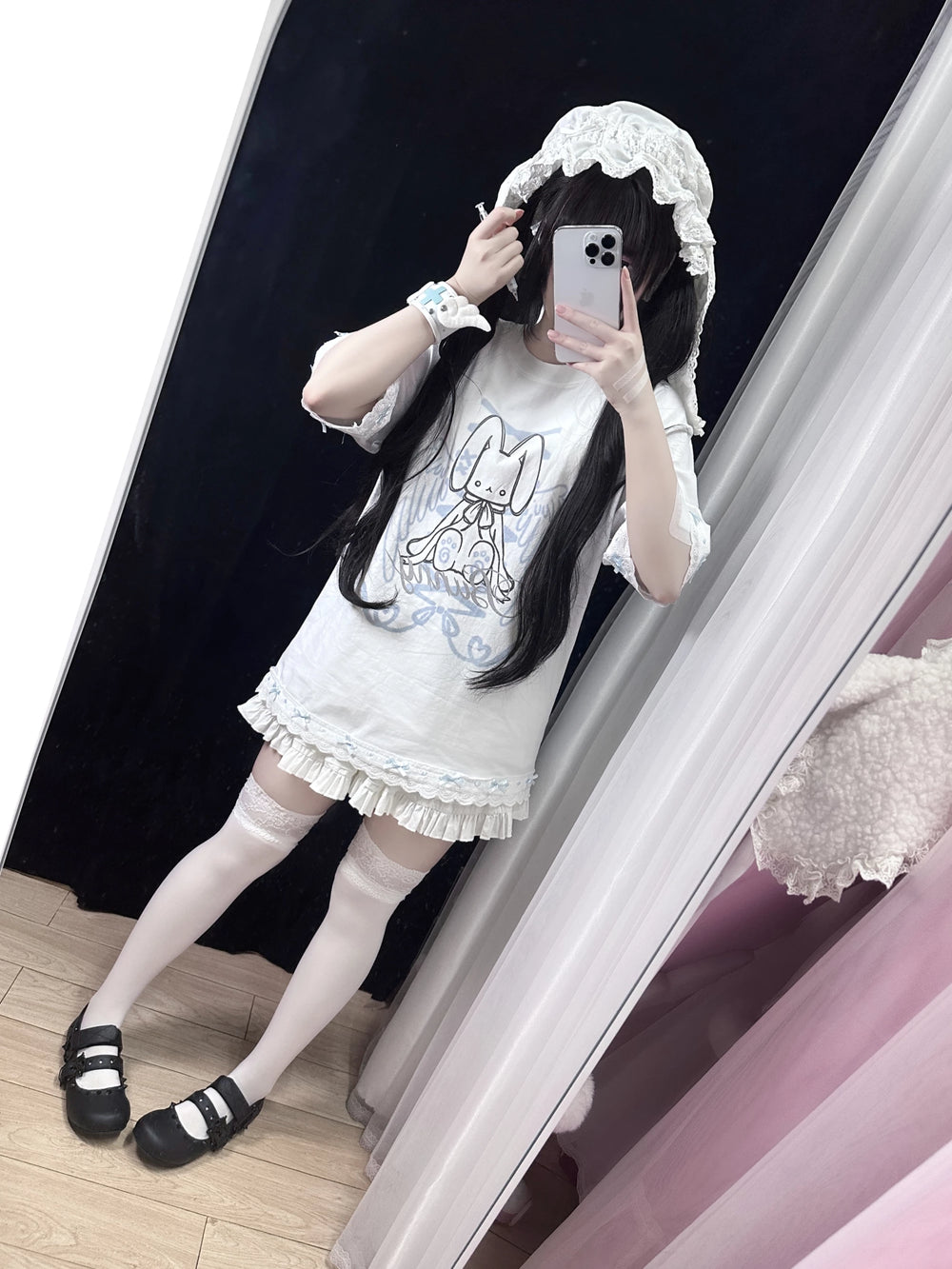 Tenshi Kaiwai Cotton T-shirt, Bunny Print 45290:846228