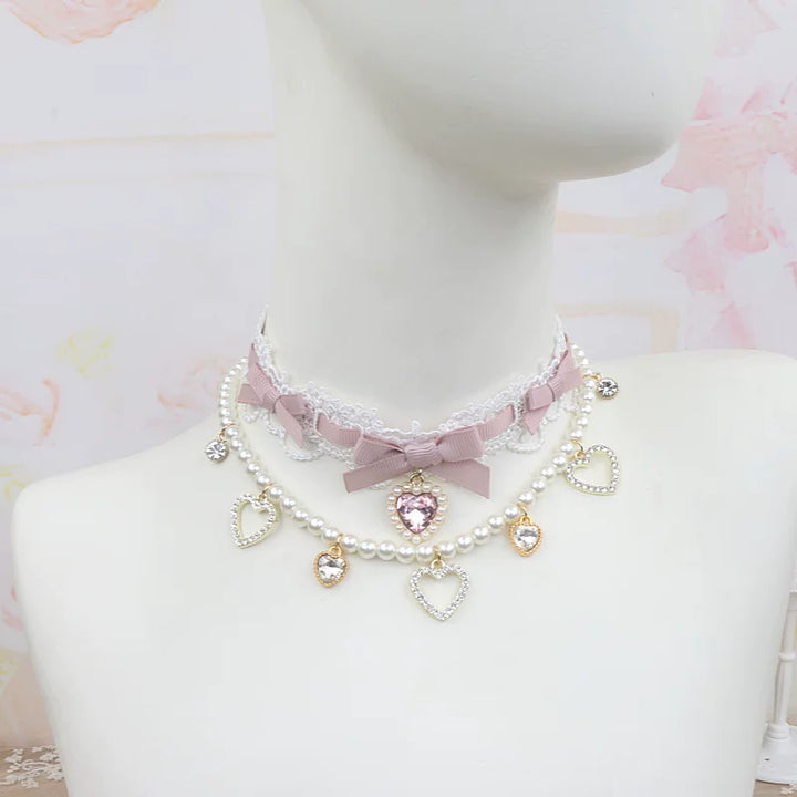 Ryousangata Heart Rhinestones Necklaces and Wrist Pieces 45072:838595