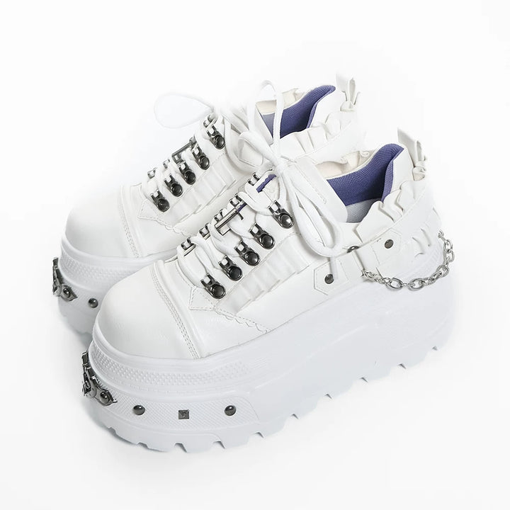 Punk Platform Shoes, Cross Accent & Detachable Heel Chains (35 36 37 38 39 40) 45950:872282