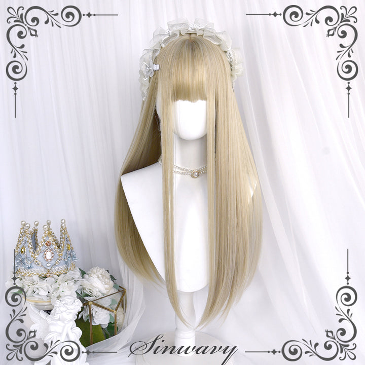 Kawaii Straight Wig with Blunt Bangs Pink Gold Brown 21880:315340