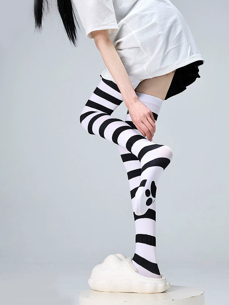 Jirai Kei Stockings Thigh-High Socks Striped Knee Socks 36540:541298