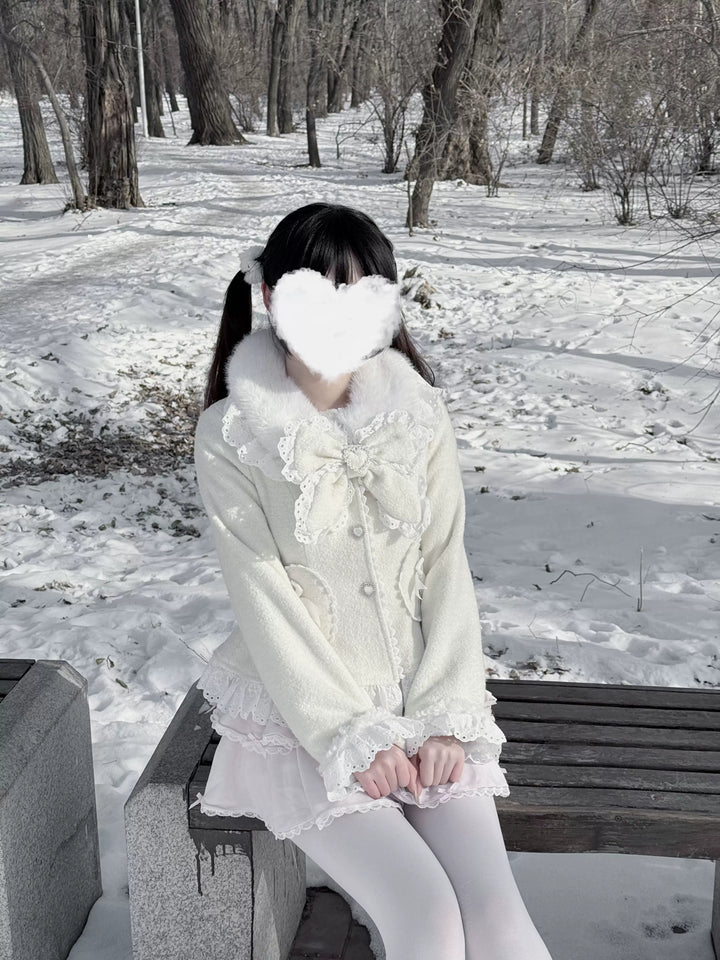 Wool-blend Ryousangata Short Coat, Heart-shaped Pockets 44681:819318