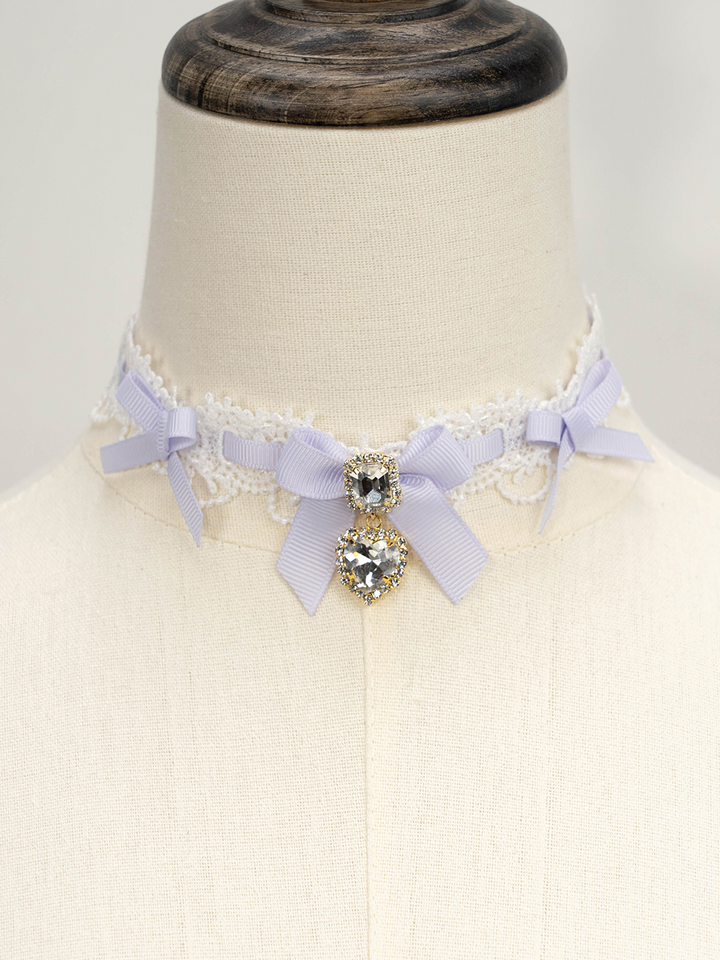 Jirai Kei Necklace Double-layered Pearl Rhinestone Choker 33806:446432 33806:446432