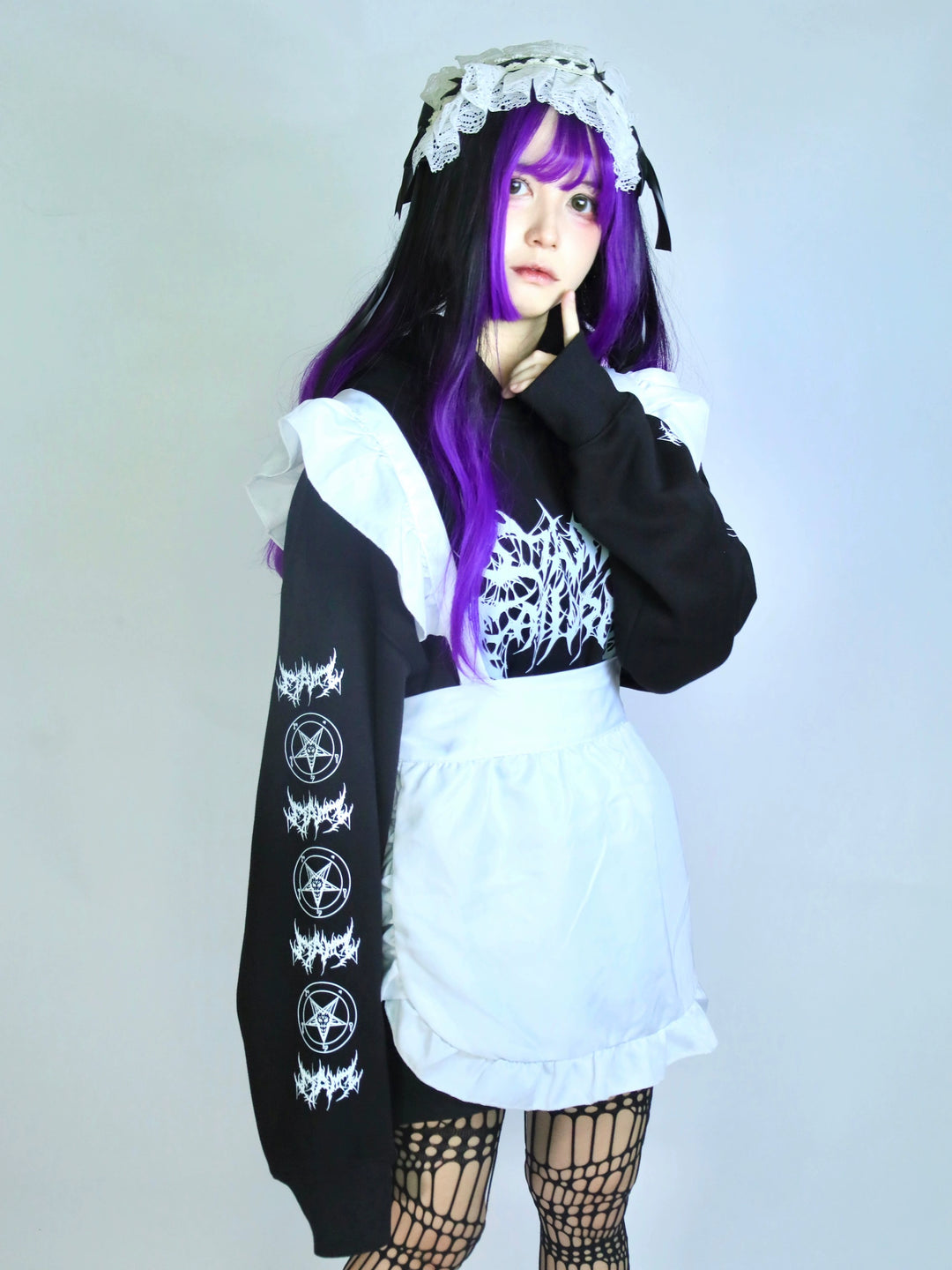 Jirai Kei Hoodie Punk Top Gothic Black and White Sweatshirt 32944:557816 32944:557816