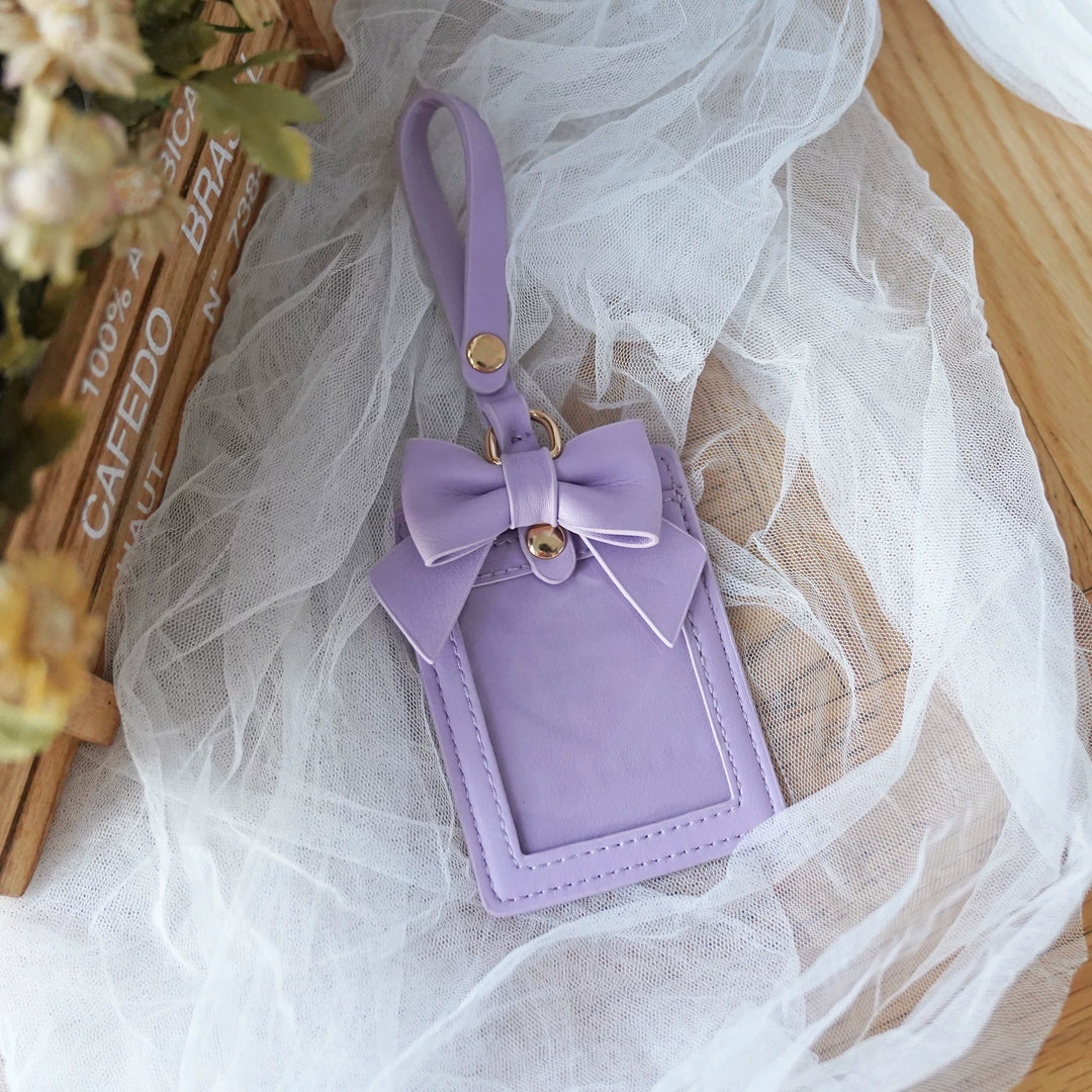 Multicolor Kawaii PU Card Case, Bow Accent 45592:853862