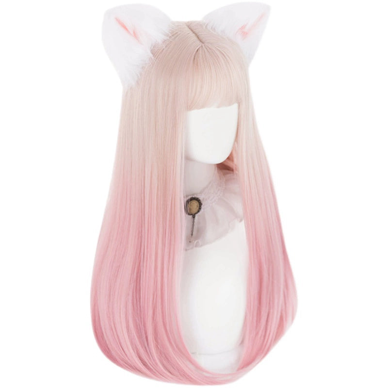 Lolita JK Pink Wig Gradient Long Woman Hairpiece 31716:367552 31716:367552