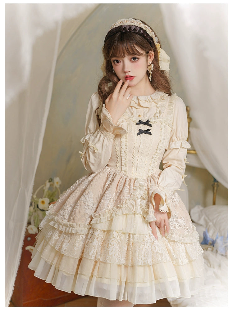 Classic Lolita Dress Ivory Ballet Tiered Skirt Blouse Petticoat 39480:634520