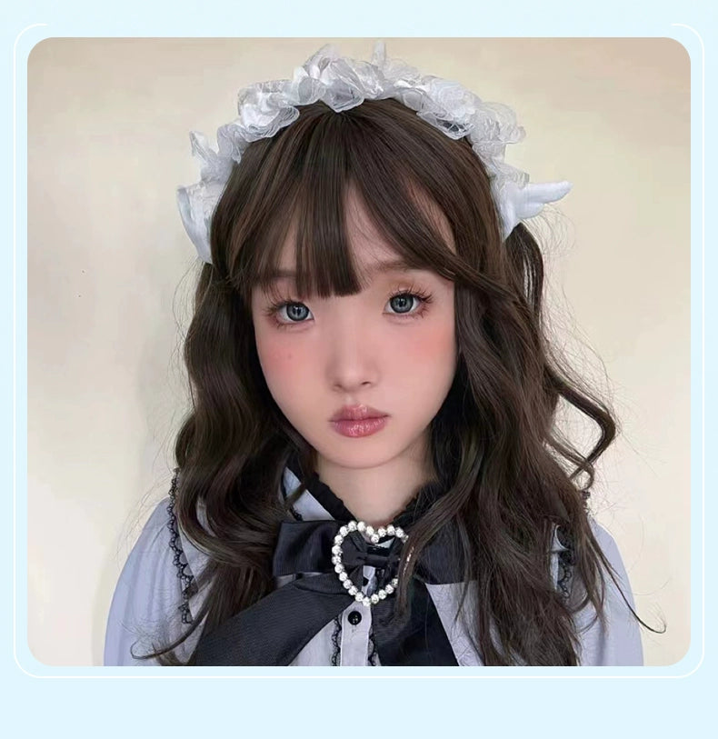 Jirai Kei White Black Angel Wings Lace Headband 21680:313370