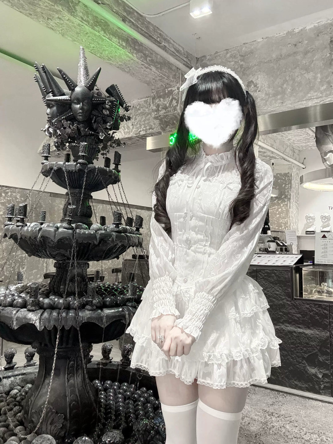 Jirai Kei Blouse & Bloomers Set, Ruffled Stand Collar 44959:831593