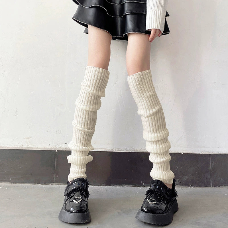 Y2K Leg Warmer Gyaru Fashion Black White Grey Leg Cover 28972:358784