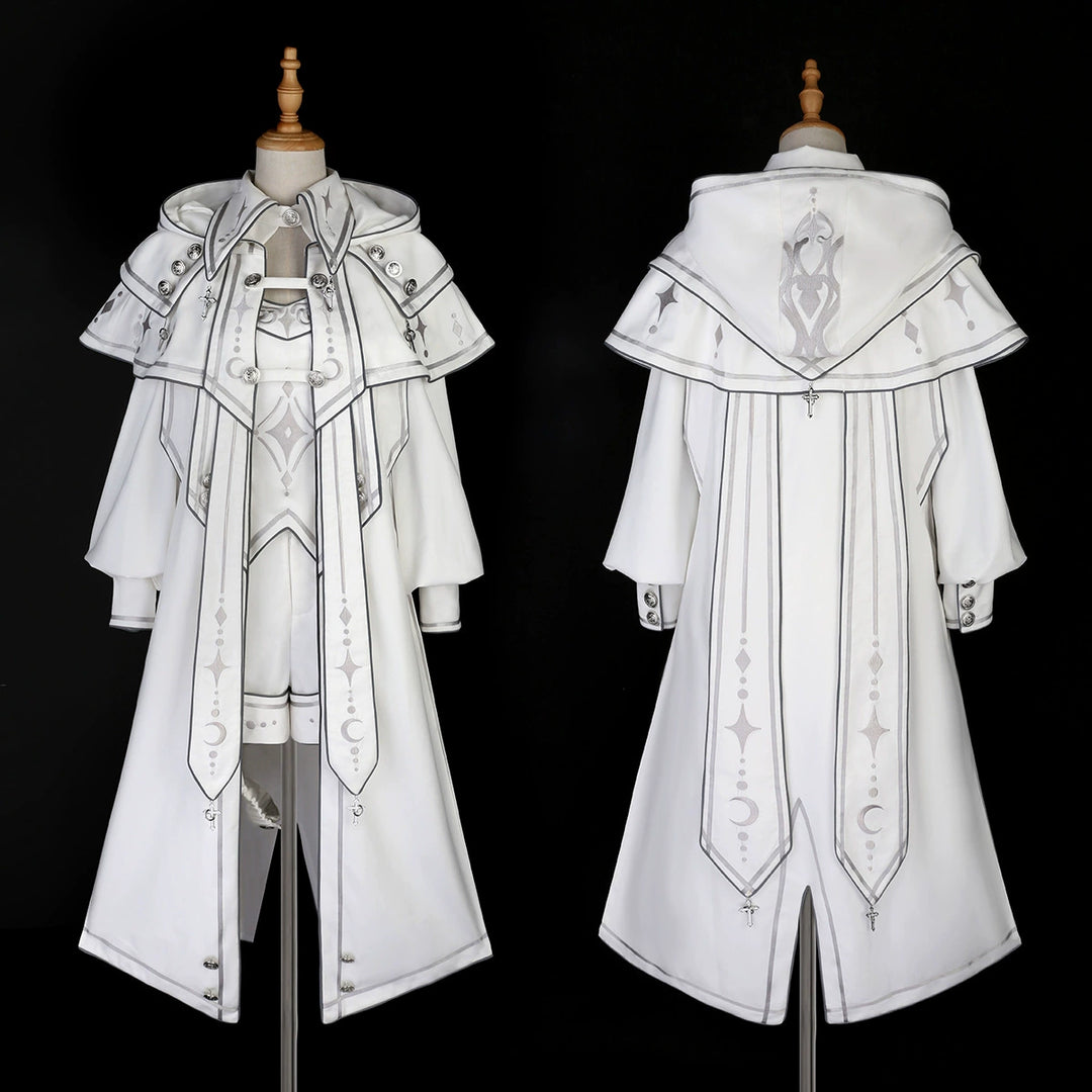 Cyberpunk Cloak Set White Hooded Cloak Top And Shorts 38820:602032