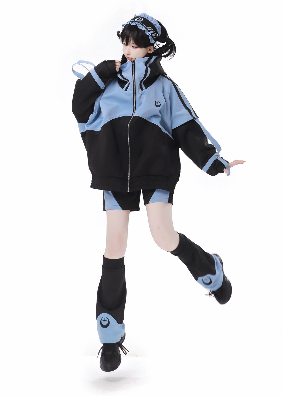 Jirai Kei Blue Black Plus Size Coat Sportswear Outfit Sets (L M XL) 34496:465530 (L M XL) 34496:465530