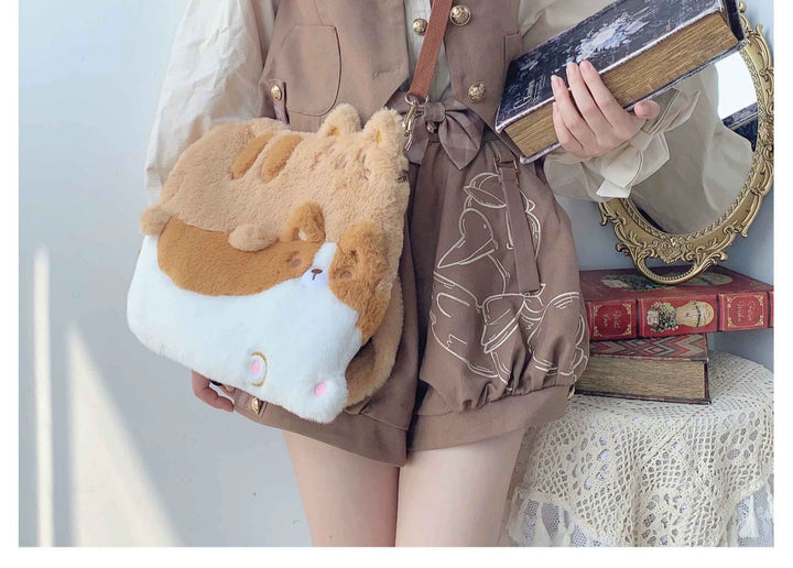 Kawaii Plush Bag Lovely Cat Pattern Embroidered Handbag 33790:485972 33790:485972