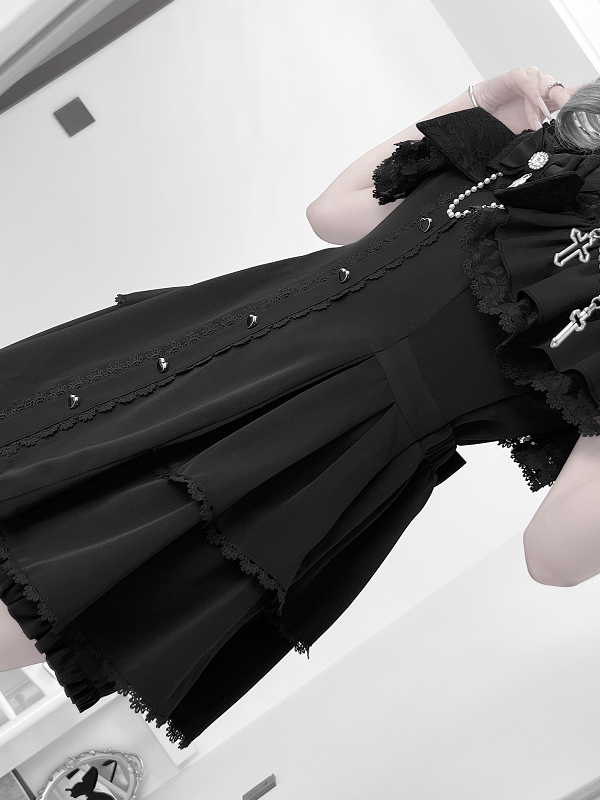 Cape Style Jirai Kei Dress, Cross Pendant 43685:782930