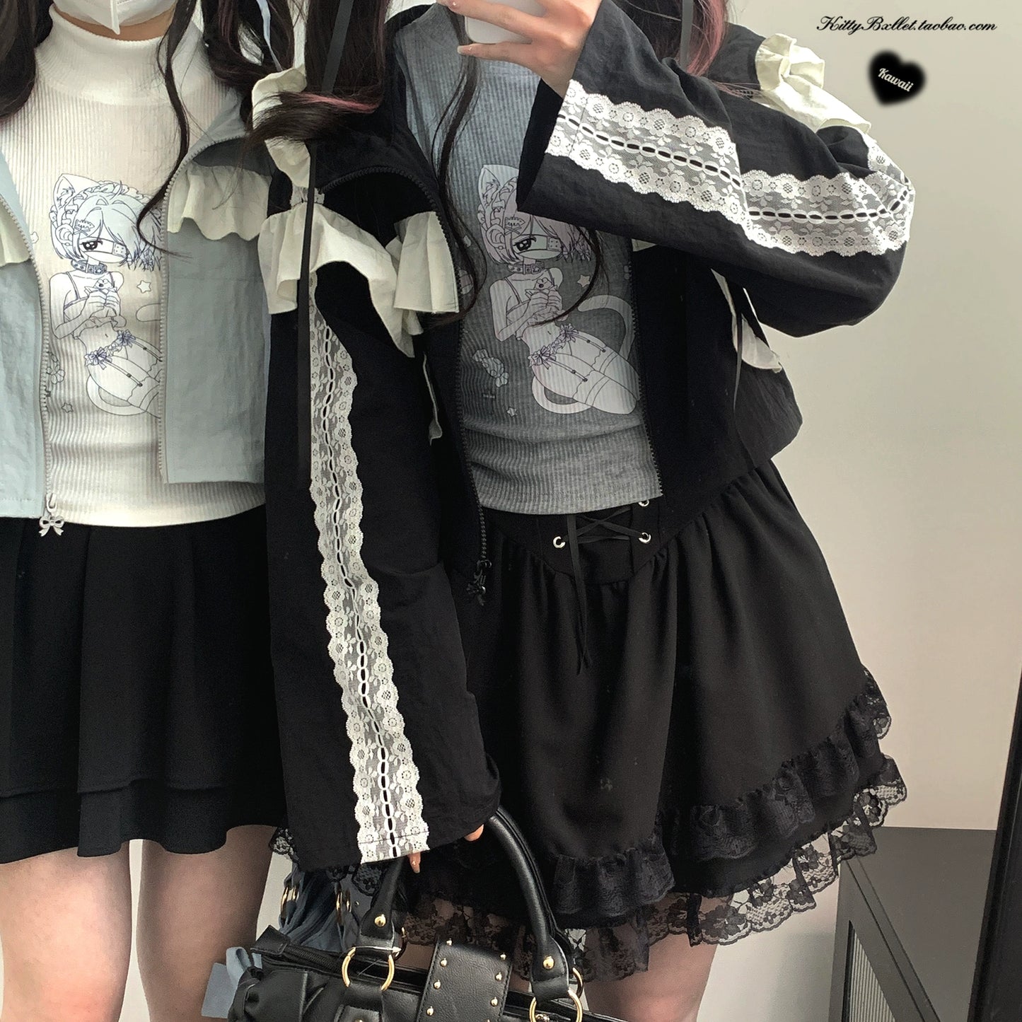 Jirai Kei Skirt Double Layer Puff Skirt with Bow 36770:534672