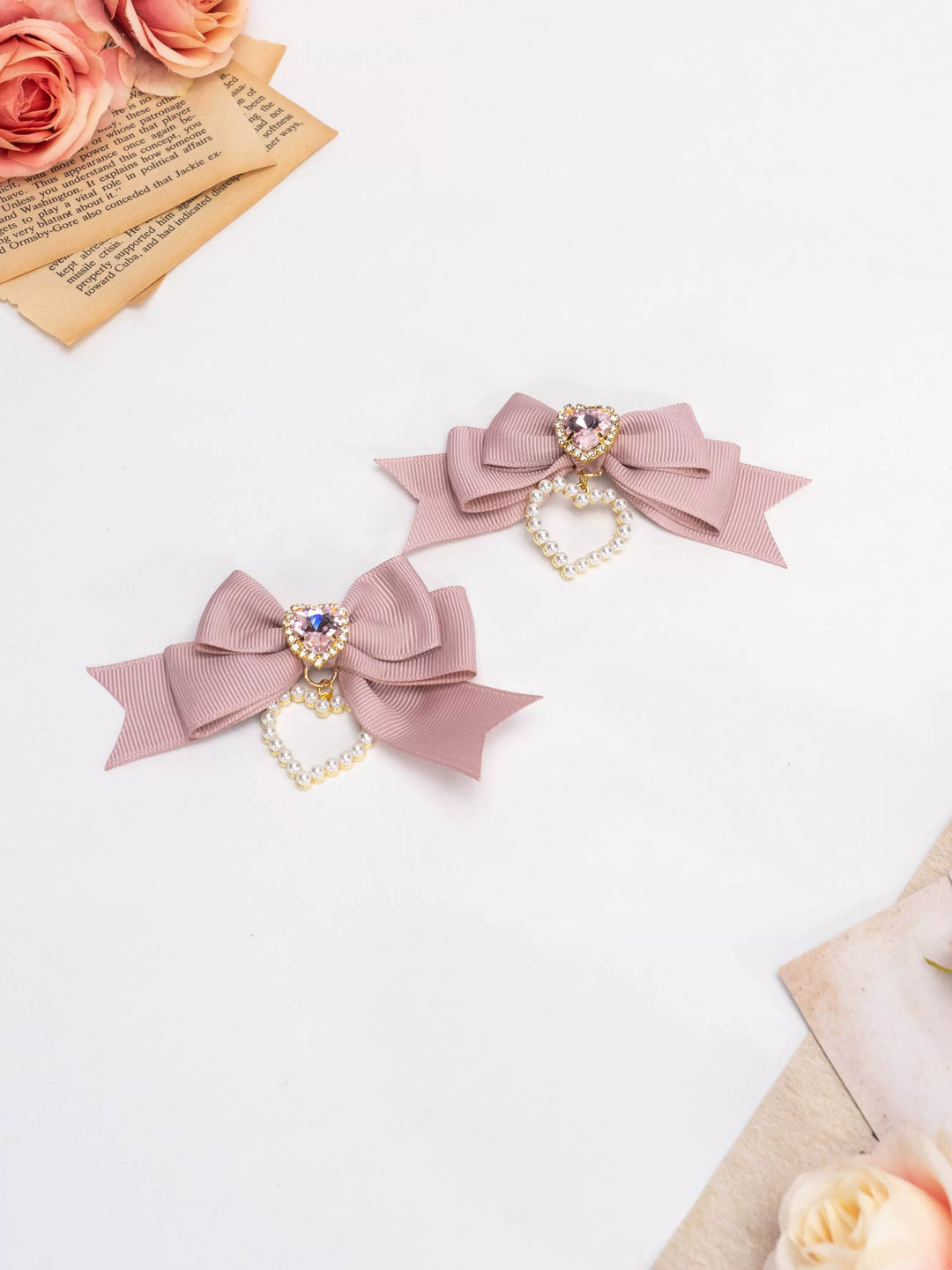 Jirai Kei Lolita Strawberry Princess Bow Hair Clips 21592:564558 21592:564558