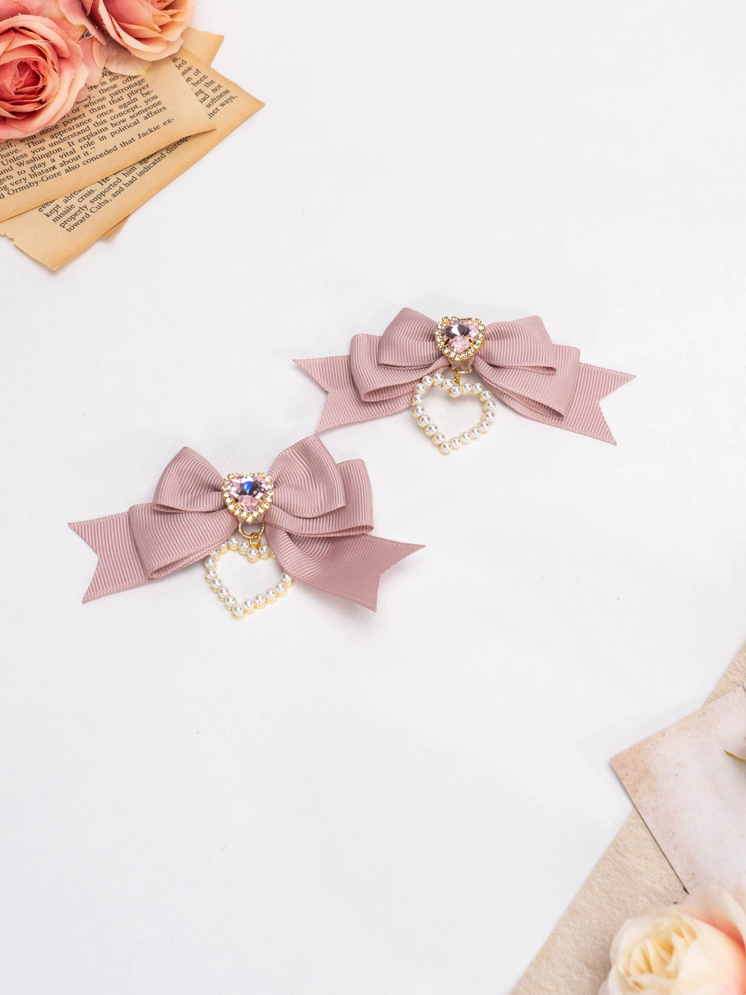 Jirai Kei Lolita Strawberry Princess Bow Hair Clips 21592:310944 21592:310944