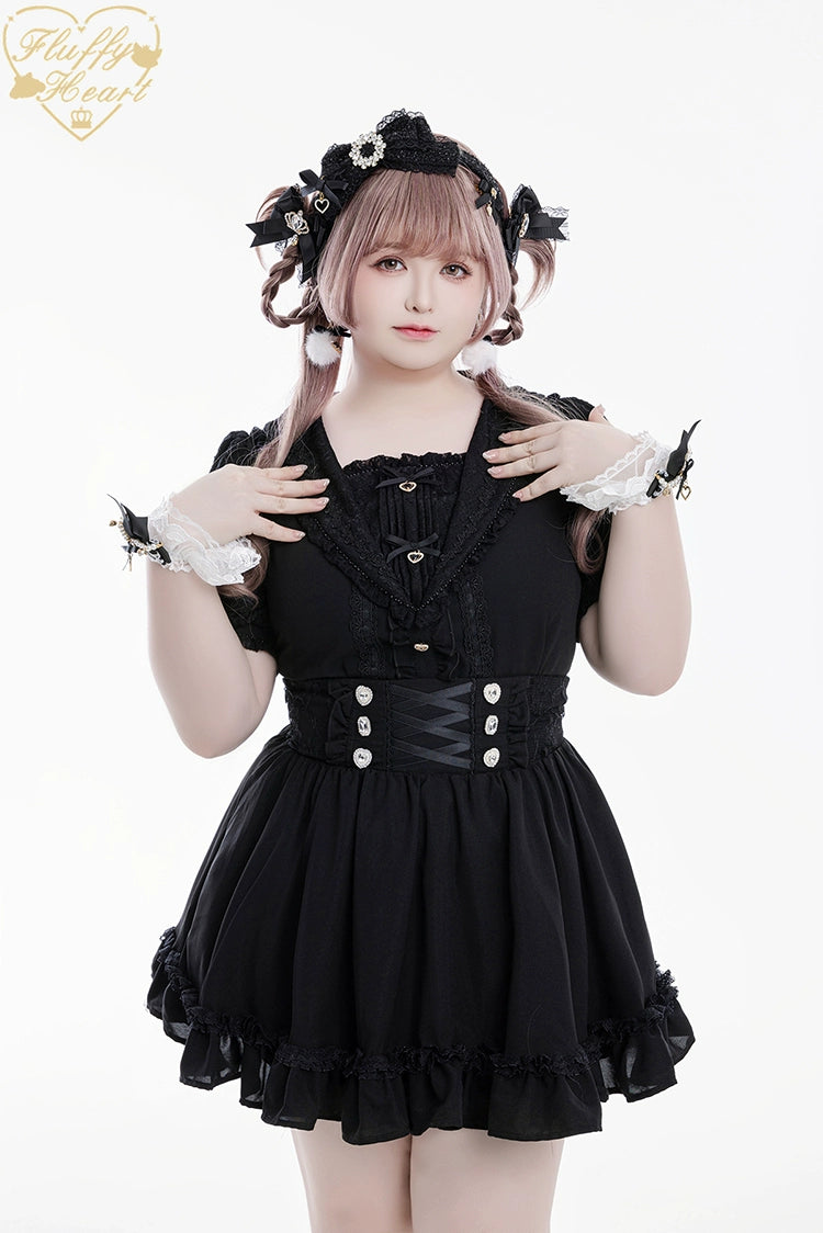 Lace Sailor Collar Jirai Kei Blouse, Heart Buttons 43586:780432