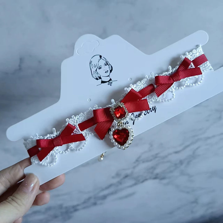 Ryousangata Heart Rhinestones Necklaces and Wrist Pieces 45072:838578