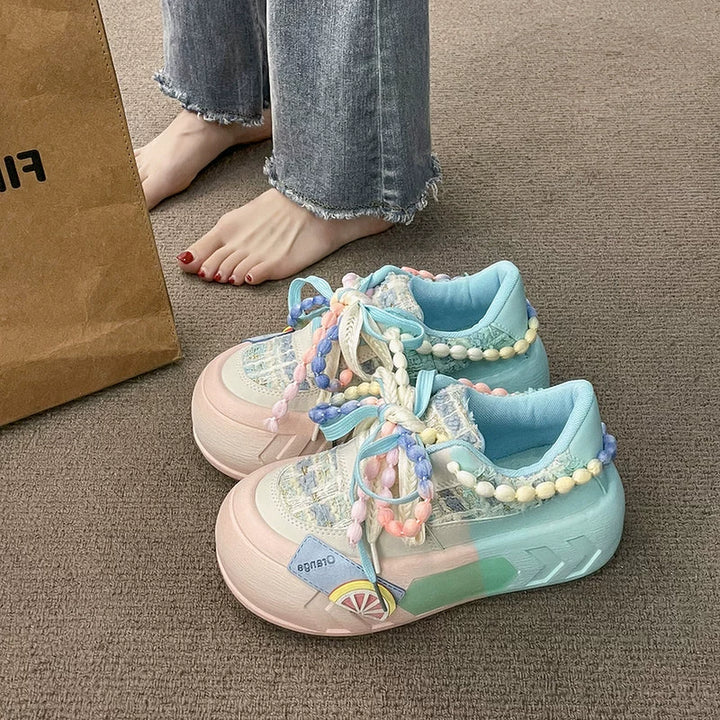 Kawaii Pink Blue Purple Shoes Pastel Platform Sneakers (Blue / 35 36 37 38 39 40) 31750:372444 (Blue / 35 36 37 38 39 40) 31750:372444