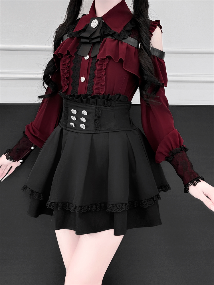 Open-shoulder Jirai Kei Blouse, Multiple Colors (2XL L M S XL) 44813:823086