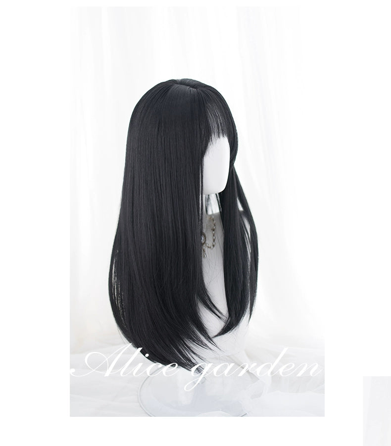 Lolita Wig Side-swept Fringe Wig Long Straight Wig 35938:507714 35938:507714