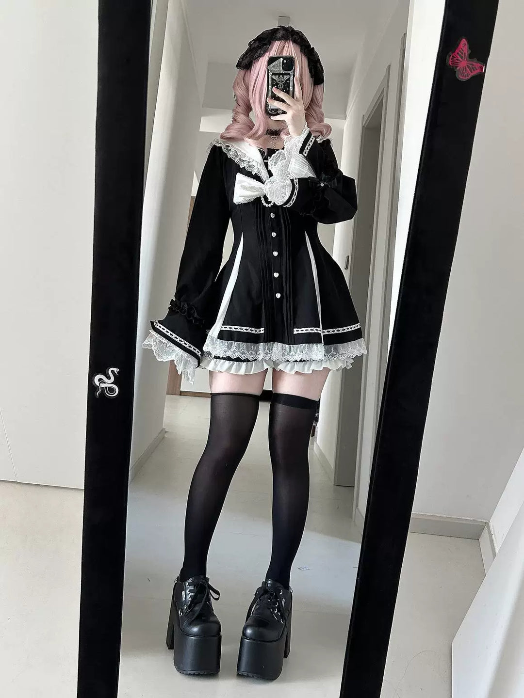 Jirai Kei Hime Sleeves Dress, Pocketed Shorts 44215:808501