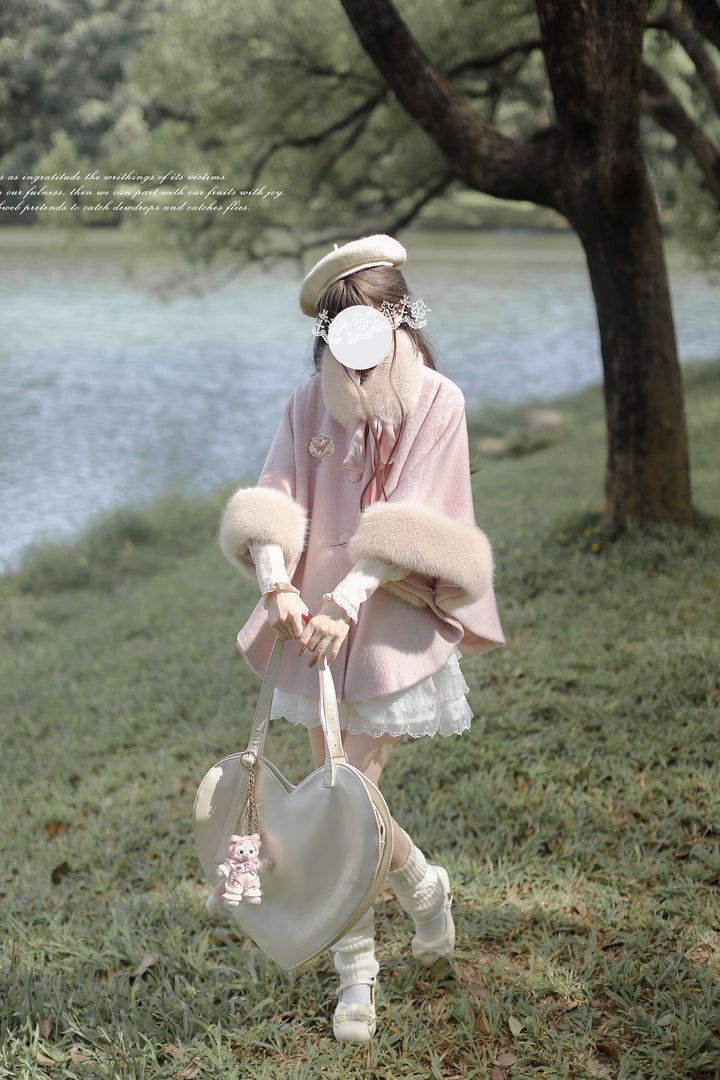 Sweet Winter Pink Cloak, Beige Blouse 44038:793612
