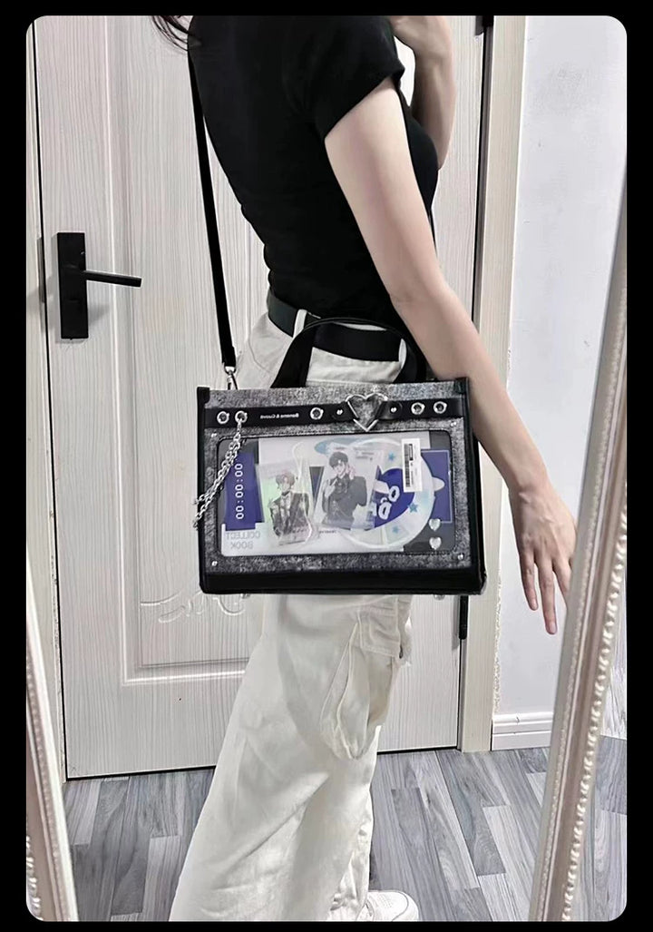 Japanese-Style Boxy Shape Ita Bag, Detachable Chain 45417:847837