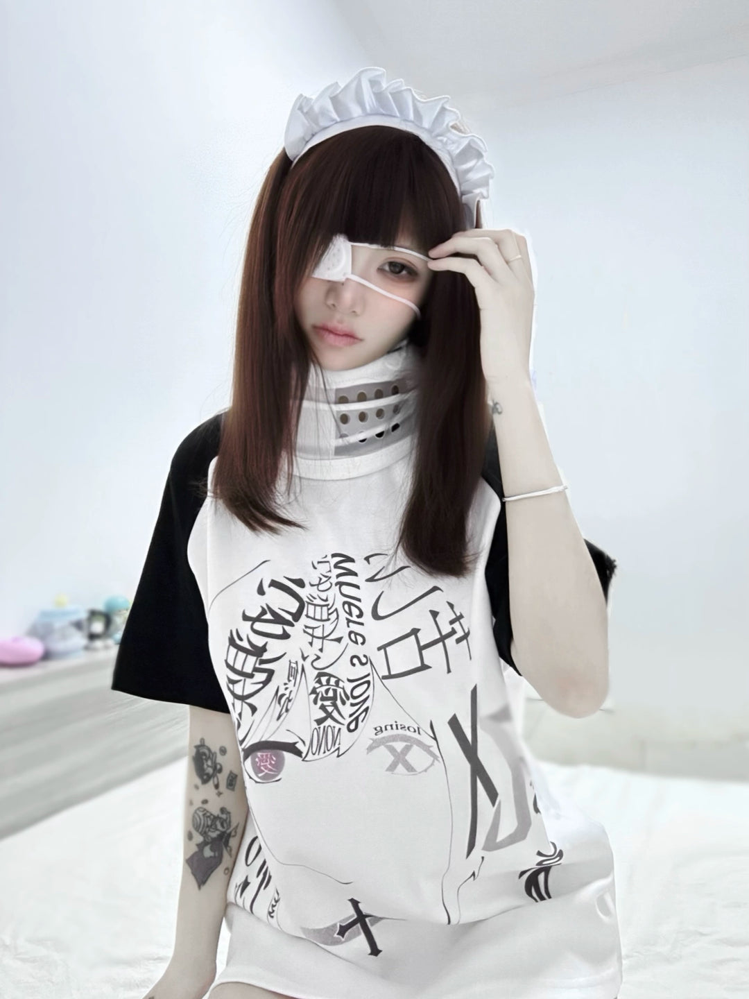 Yami Kawaii T-shirt Insert Half Sleeve Top Cotton Shirt 37014:546848 37014:546848