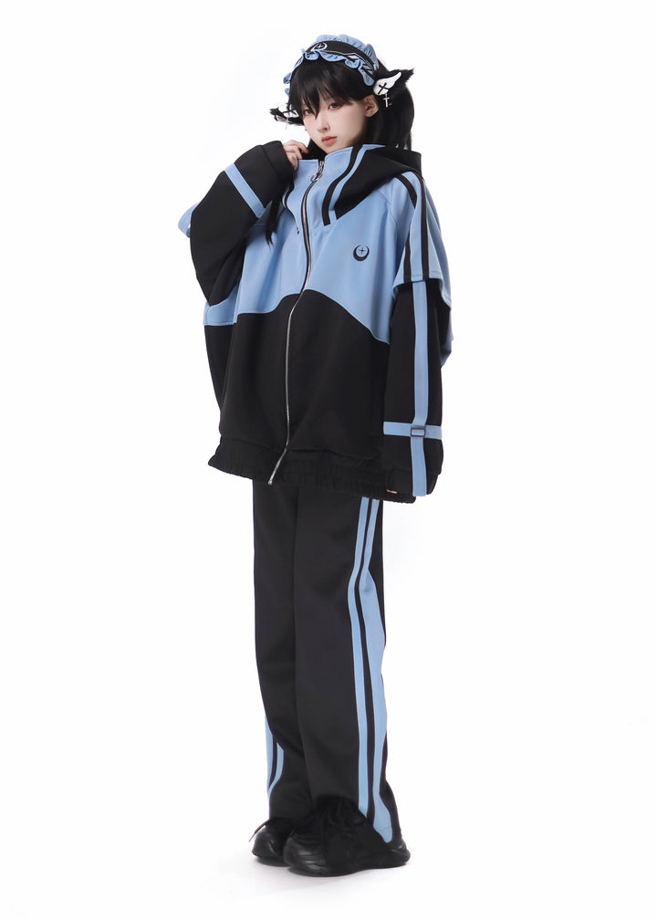 Jirai Kei Blue Black Plus Size Coat Sportswear Outfit Sets 34496:465520 34496:465520