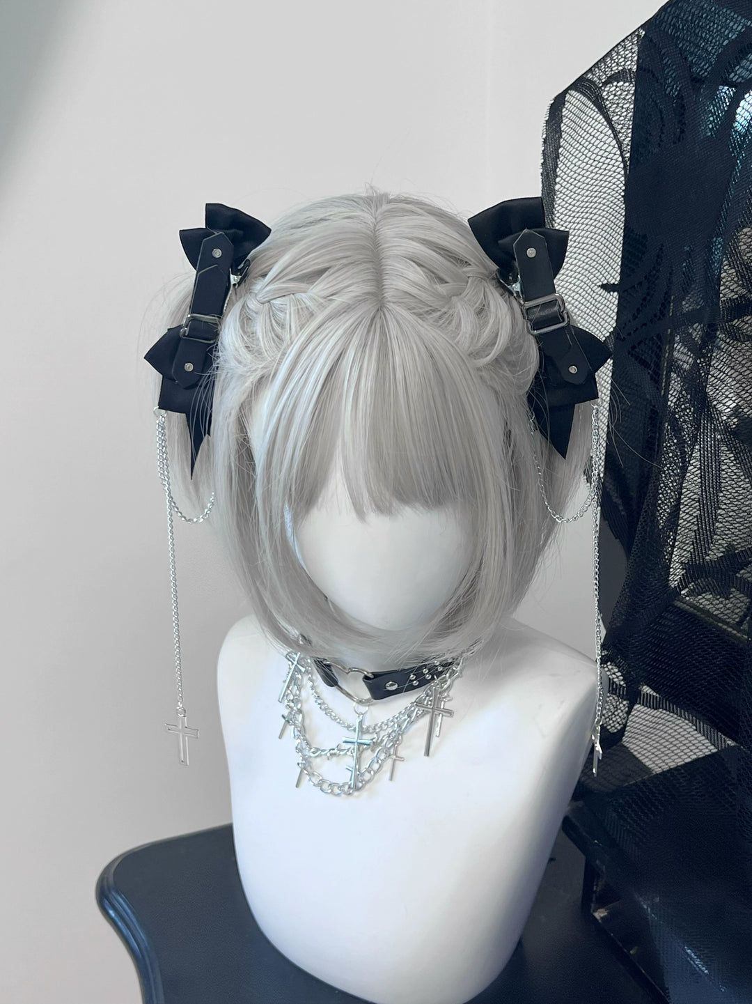 Jirai Kei Hair Clip Lolita Headwear Black Blue Barrettes 37722:576418