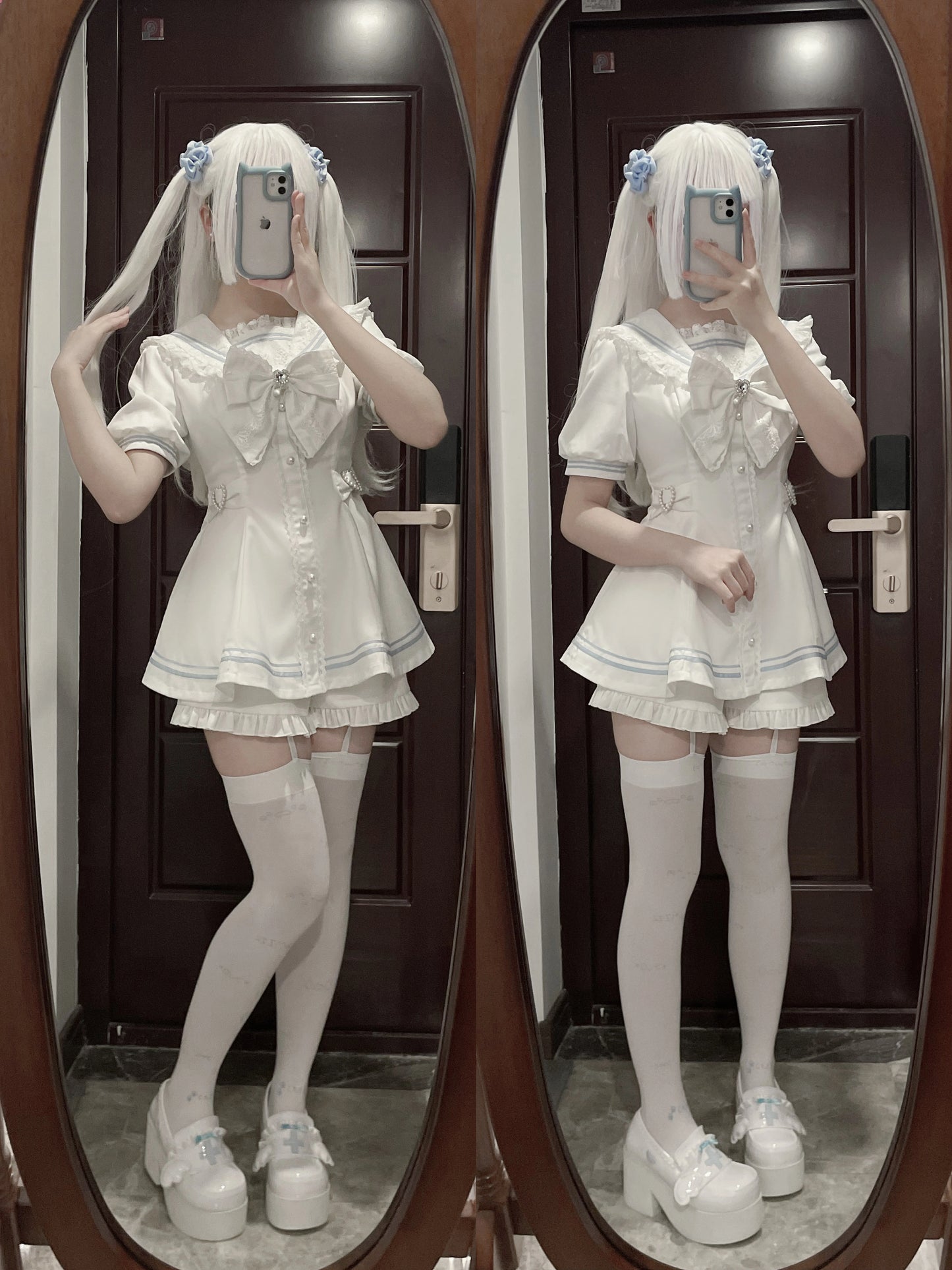 Jirai Kei Set Up Dress Short Sleeve Outfit Set Multicolor 37458:560208