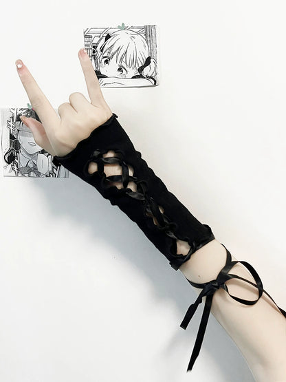 Y2K Hand Sleeves Spicy Girl Cross Strap Gloves 36626:552830