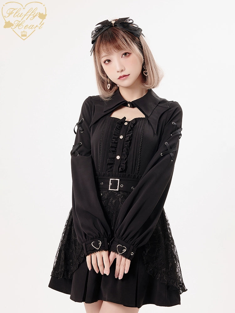 Jirai Kei Black Purple Skirt With Double Layer 21940:350860