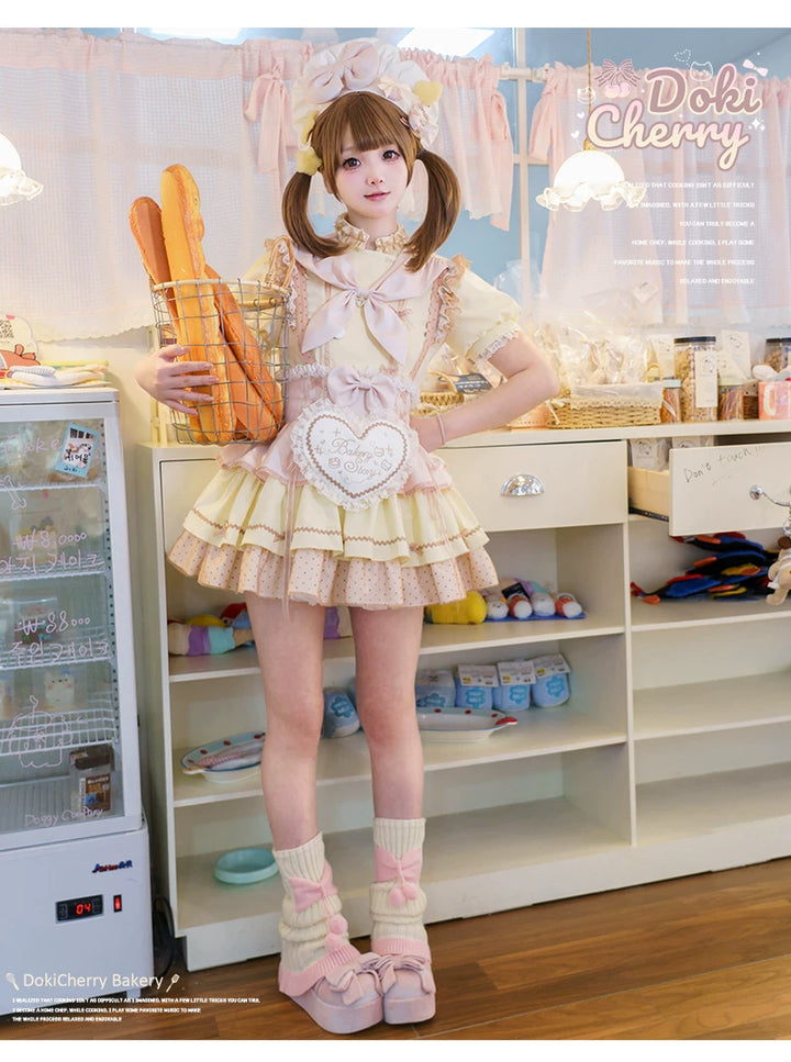 Kawaii Lolita Baker-Inspired Blouse, Suspender Skirt 44466:809154