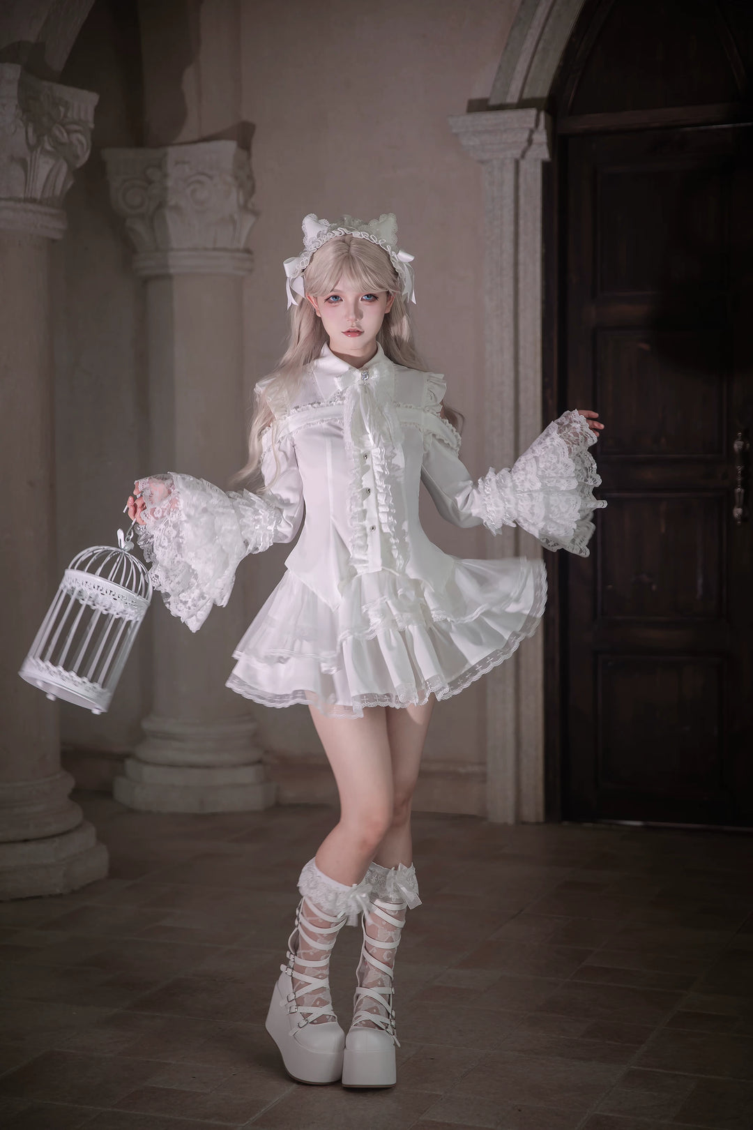 Subculture Hime Sleeve Blouse, Lace Skirt Set 45625:858404
