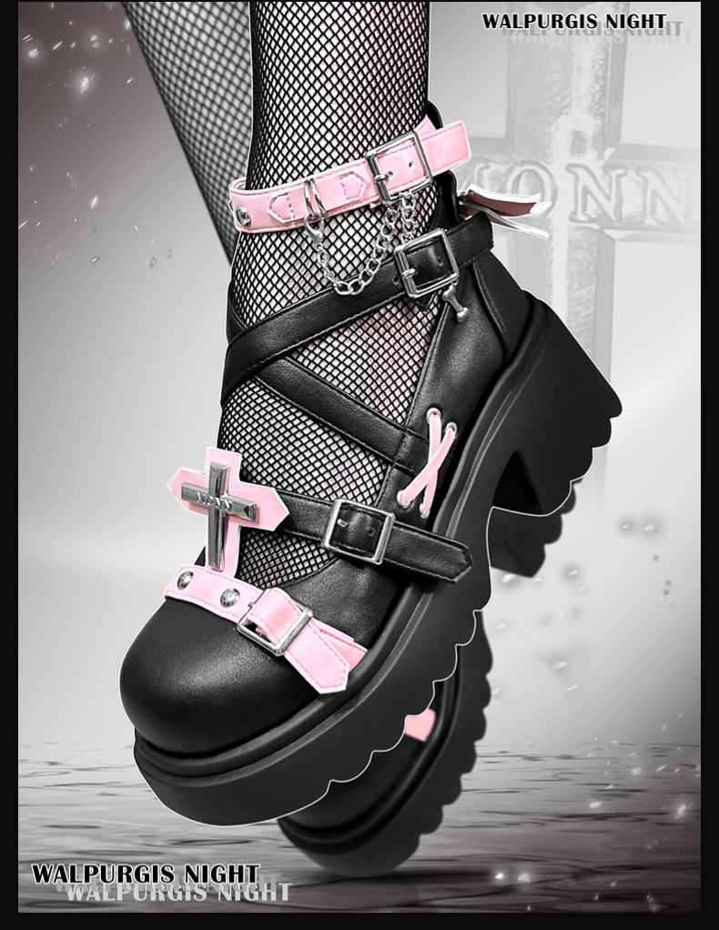 Punk Y2K Platform Shoes Round Toe Studded High Heels Shoes 32076:422720 32076:422720