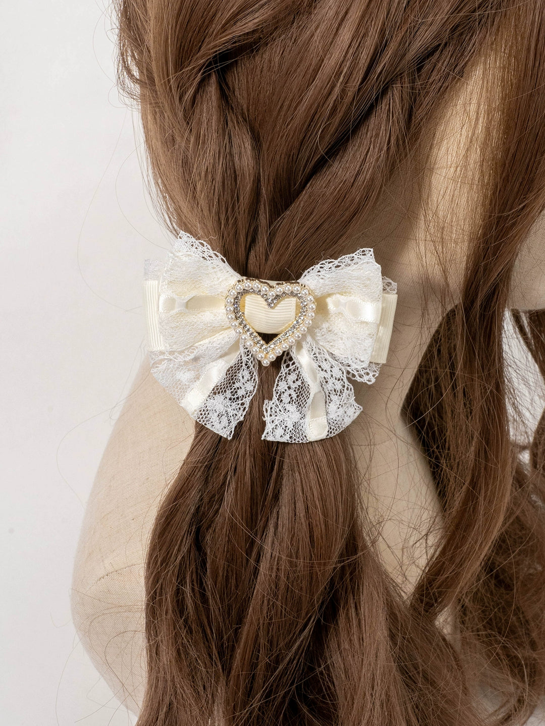 Kawaii Heart-Shaped Lace Sweet Hair Clips Multicolor 21564:309552 21564:309552