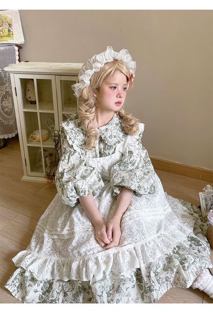 Mori Kei Apron White Lace Floral Apron Dress Suspender Skirt 36556:531272