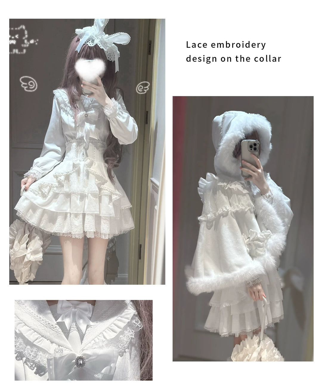 Ryousangata White Blouse, High-Waist Skirt, Winter Cape 44753:821927