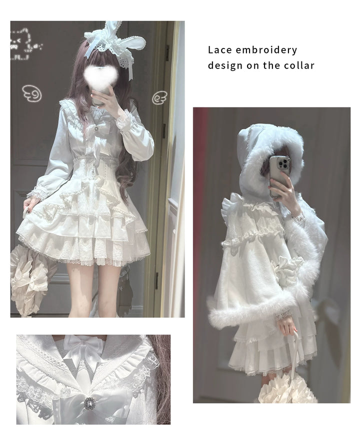 Ryousangata White Blouse, High-Waist Skirt, Winter Cape 44753:821927
