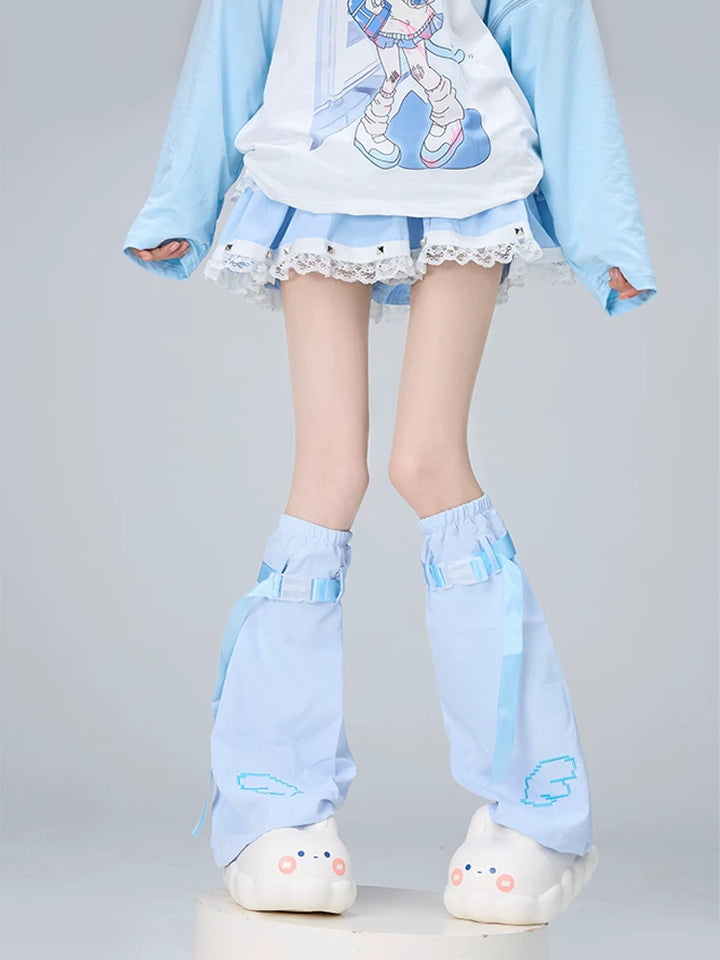 Tenshi Kaiwai Flared Leg Warmers, Wing Embroidery 45465:851468