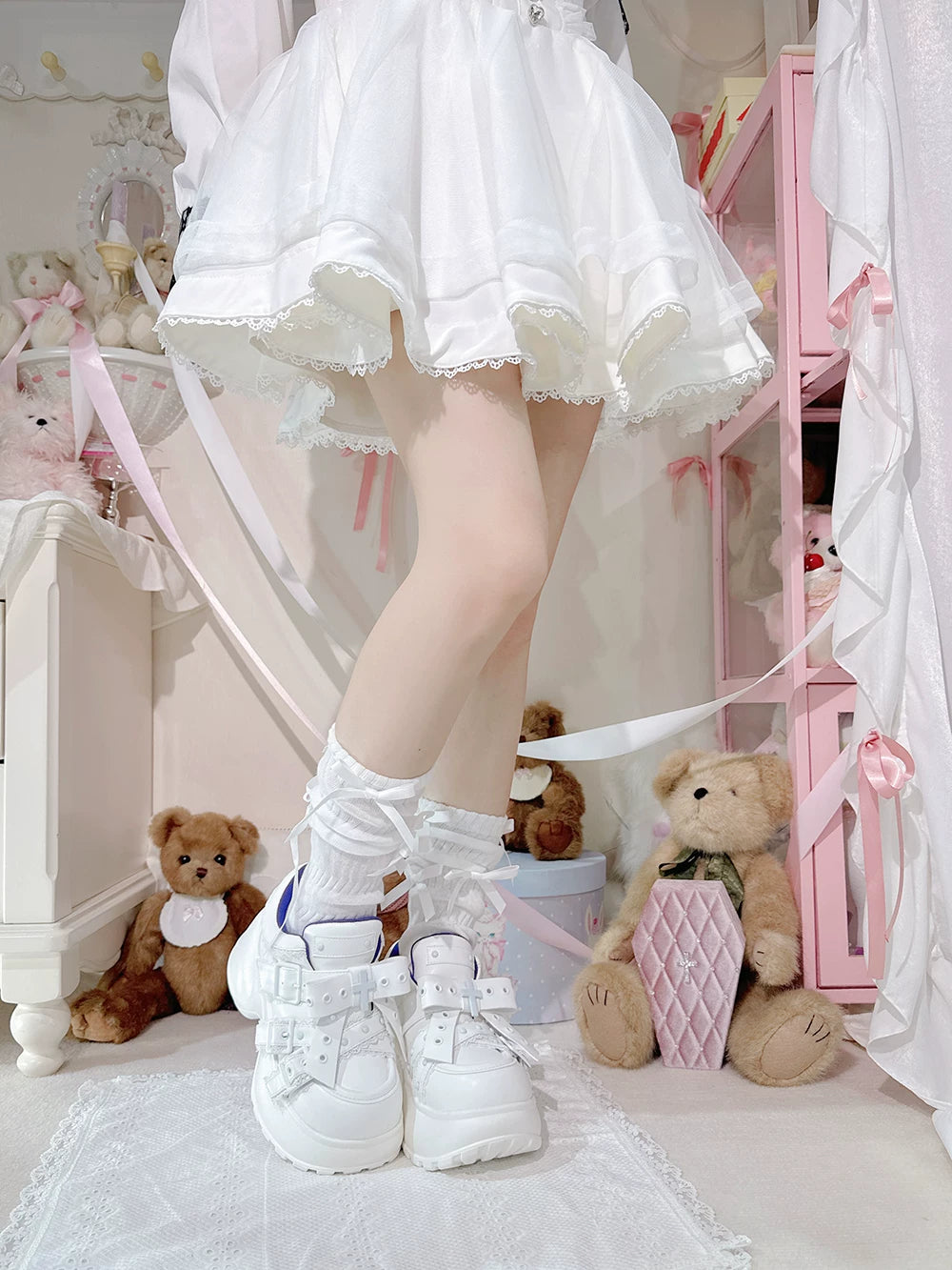 Jirai Kei High Platform Shoes, Multiple Buckle Straps 44626:815671