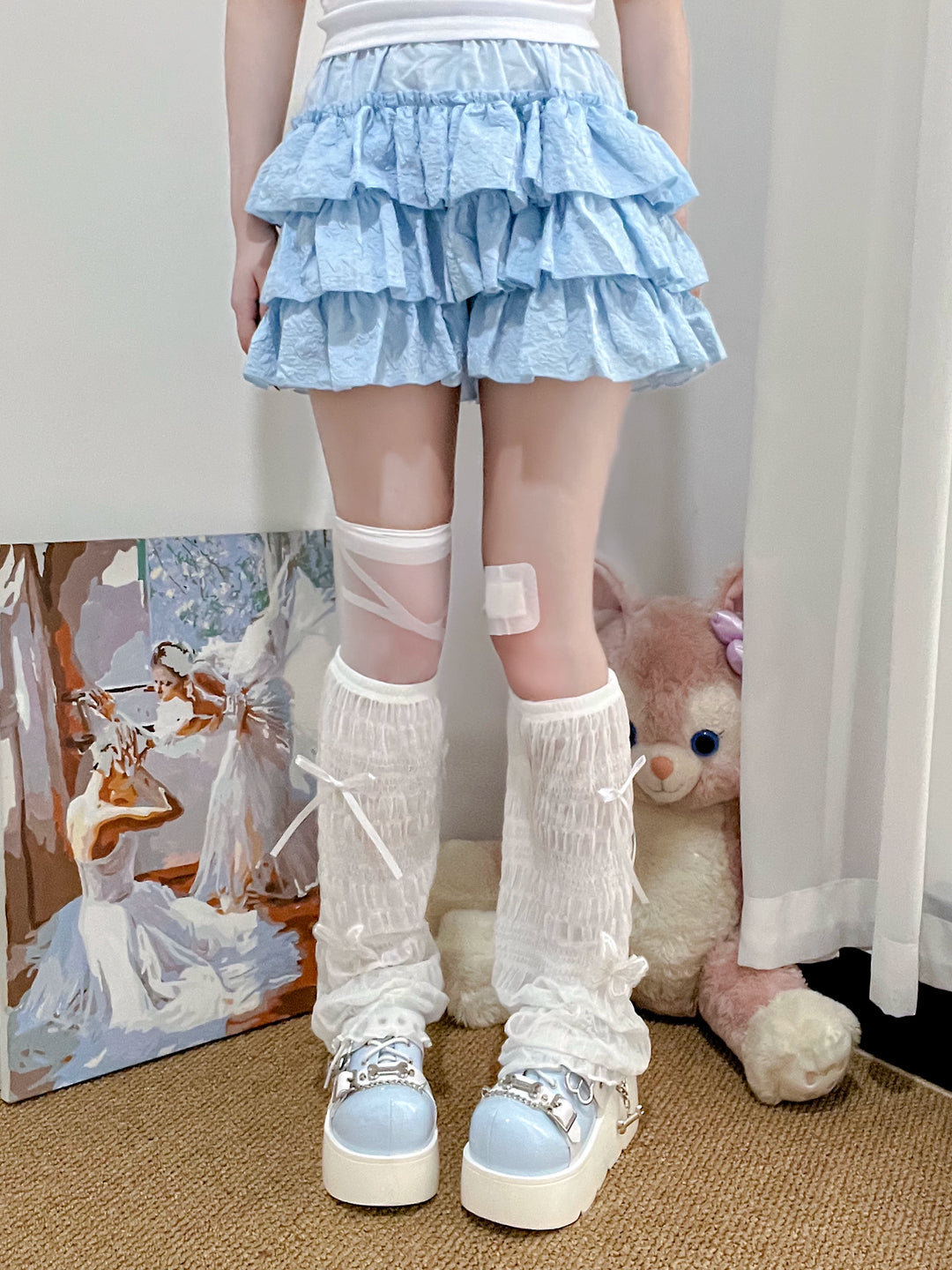 Summer Mesh Leg Warmers Set, Bow Details 45467:850923